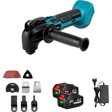 Outil oscillant, 6 niveaux de vibration, 22 accessoires inclus, 2x3.0AH -Batterie (1/2)