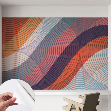 Papier peint autocollant avec imprimé pour cuisine facile à appliquer pour mur a motif Vagues colorées 152x104 cm (1/5)