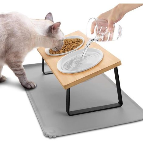 Lot de 1 gamelle haute pour chat - Gamelles ergonomiques en céramique avec tapis lavables, convenant aux chats et aux chiens (1/5)