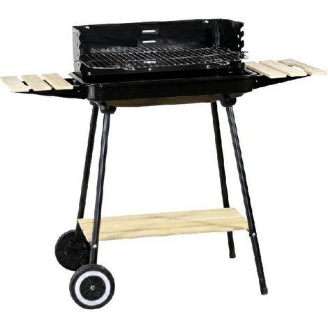 Barbecue a Carbonella da Esterno con Ruote Portatile Griglia Regolabile