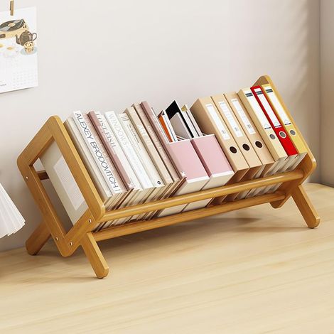 Librería de madera indestructible, estante de oficina, estantería de almacenamiento, pequeña estantería creativa para libros, revistas y CDs. (1/4)