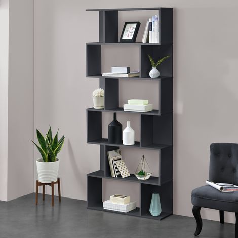 Libreria Borrby Scaffale da Terra 192 x 80 x 24 cm Grigio scuro [en.casa] (1/5)