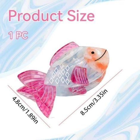 Pince À Griffes Pour Cheveux - Acrylique - Motifs Poissons - Couleurs Vives - 1 Pièce (1/4)