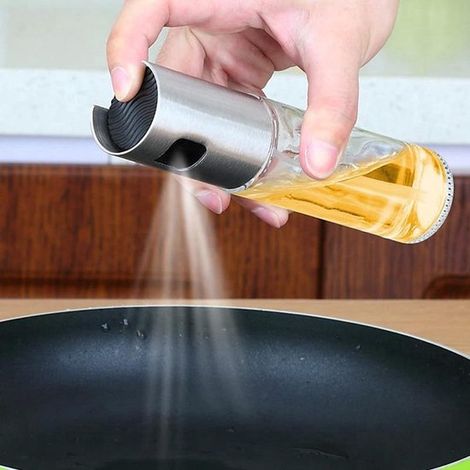 Botella pulverizadora de aceite de oliva de acero inoxidable para cocina, con bomba, recipiente para aceite, a prueba de fugas (1/5)