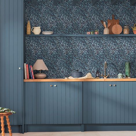 Papier peint intissé William Morris Willow Bough Deep Blues 1005 x 52cm Bleu