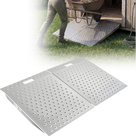 VEVOR 2x Schwellenrampe 750x617mm, 340,2kg Belastbare Rollstuhlrampe für Max. 165mm Höhe, Rutschfeste Auffahrschiene aus Alu, Stabile Auffahrrampe für Rollstuhl Scooter Türschwelle Bordsteine Treppen (1/5)