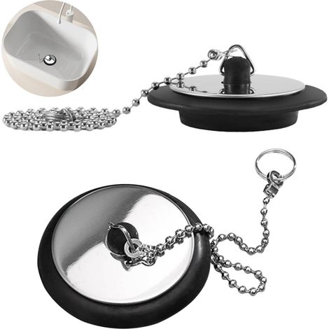 stuks universele wastafelstop, vervangende badstop en ketting (maat 42 mm tot 45 mm, ketting 40 cm) (1/5)