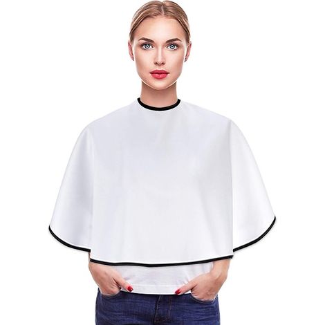 white Makeup Cape, Shortie Makeover Bib For Beauty Salon Smock For Clients, Lightweight Comb-out Beard Shaving Apron Hairdressing Shampoo Cape For (1/5)