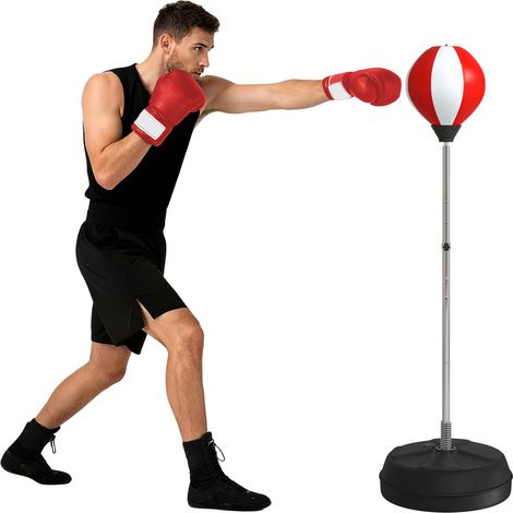 Adjustable Height Red Punching Bag Set with Stand for Home Boxing Training (1/5)