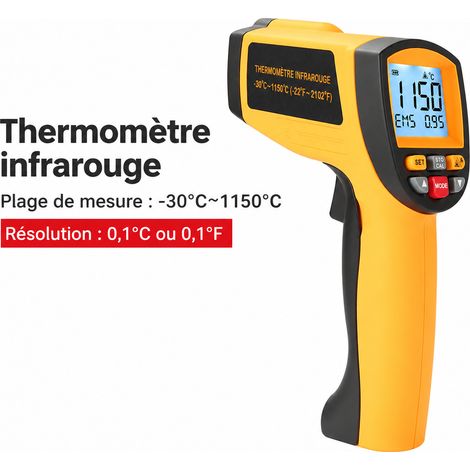 Thermomètre infrarouge industriel haute température GM1150 (30 à 1150°C) 1.5 réf 2334 1,18 kg – Livraison gratuite (1/5)
