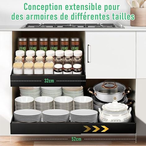 Drawer for Kitchen, Storage Organisation 32-52 cm, Cabinet with Silent Removable Runner, Organizer Ferrous (1/4)