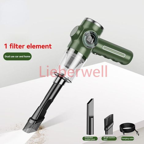 Aspirateur sans fil à main de voiture, aspirateurs humides et secs multifonctionnels haute puissance, nettoyage de la dépoussiérage,Green 1 Filter