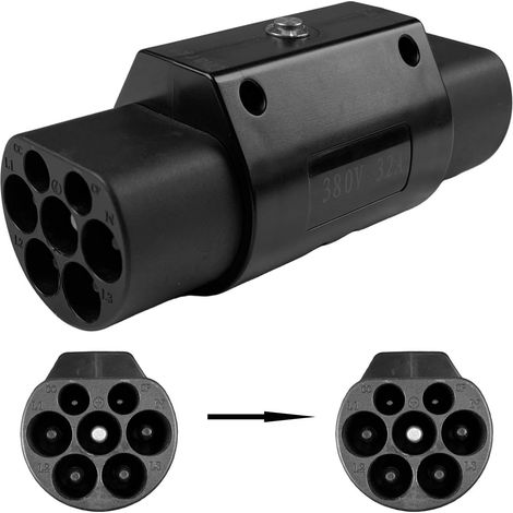 Conforme à la norme nationale chinoise GB/T pour les véhicules électriques, adaptateur de station de recharge de type 2 (norme européenne), adaptateur de recharge CA 32 A de type 2-GB/T (1/2)