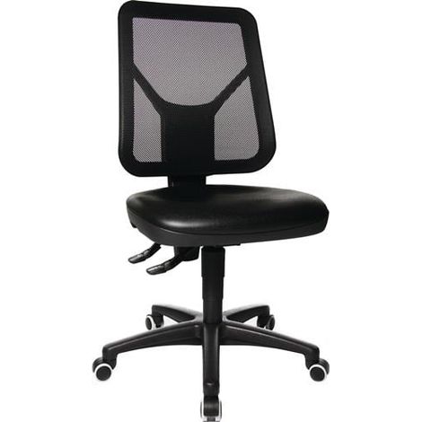 Chaise de bureau pivotante TEC 80 C avec roulettes au sol + anneau de pied, mousse de polyuréthane, noir (1/4)