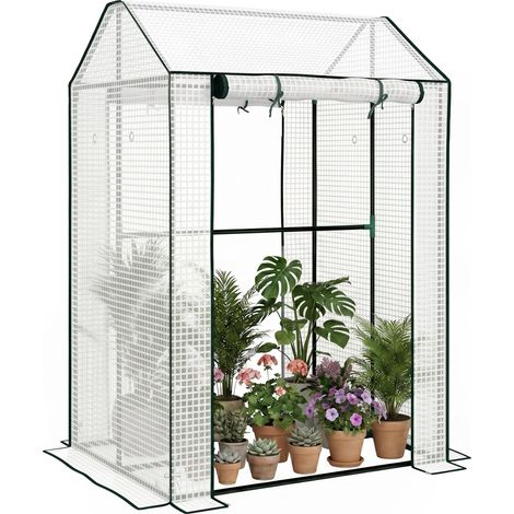 Serre de Jardin PE Bâche Renforcée Acier 100 x 80 x 150 cm Blanc (1/5)