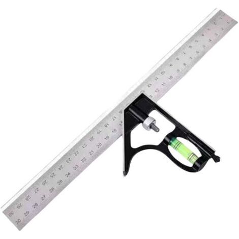 Équerre combinée en acier inoxydable de 300 mm, règle d'angle combinée, règle équerre combinée, équerres combinées précises, outils de mesure réglables pour la mise en page, la mesure, le marquage (1/4)
