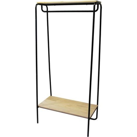 Dressing penderie étagère - Atelier - Design industriel - Métal noir et bois - 80x45x170cm - BOX & BEYOND (1/3)