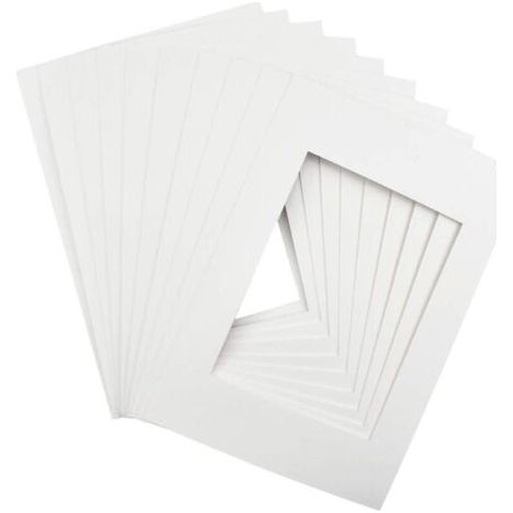 BUNTHAUS Lot de 10 cadres photo en papier - Format A4 - Blanc - Passe-partout - Sans acide - Sur mesure - Pour cadre photo, poster, photo peinte