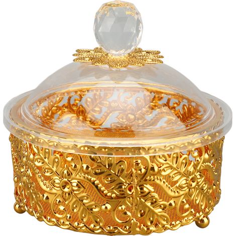 Boîte de rangement décorative de style européen rétro en acrylique, mini petite boîte à bonbons pour bijoux, forme ronde (1/5)