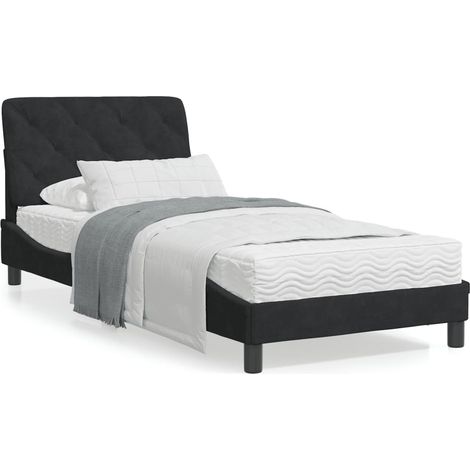 Cadre de lit avec tête de lit Noir 90x200 Velours (1/5)