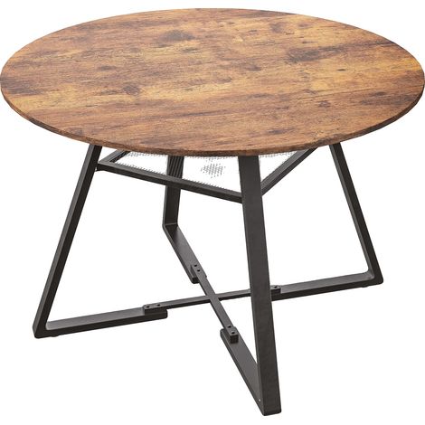 Table à manger, design rond, étagère de rangement intégrée, 120×120×75 cm (1/2)