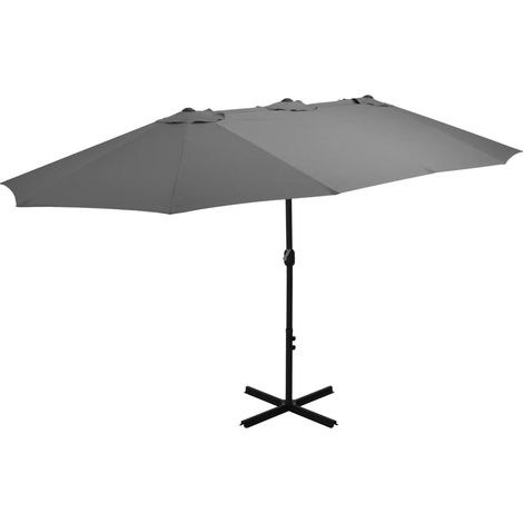 Parasol d'extérieur - Parasol de Jardin Parasol de balcon poteau en aluminium 460 x 270 cm anthracite BV585778 - BonneVie (1/5)