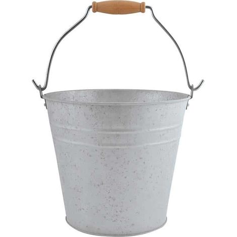 Ac-Deco – Seau en zinc patiné 5 litres – Dimensions 22,4 x 26,4 x 21,7 cm – Métal gris pour jardinage et décoration intérieure (1/4)