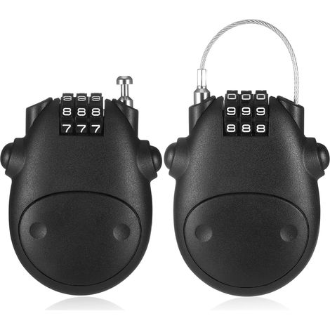 Lot de 2 cadenas antirouille, petit cadenas à combinaison, verrou flexible pour casque, scooter, vélo, 81 cm, câble rétractable en acier inoxydable pour valise, casque de moto (1/5)