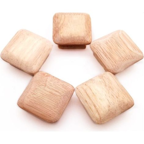 Set mit 10 quadratischen Holzknöpfen, 4,5 x 4,5 cm – Glatte Oberfläche – Für Schränke und Regale – Umweltfreundliche Materialien – Denuotop (1/5)