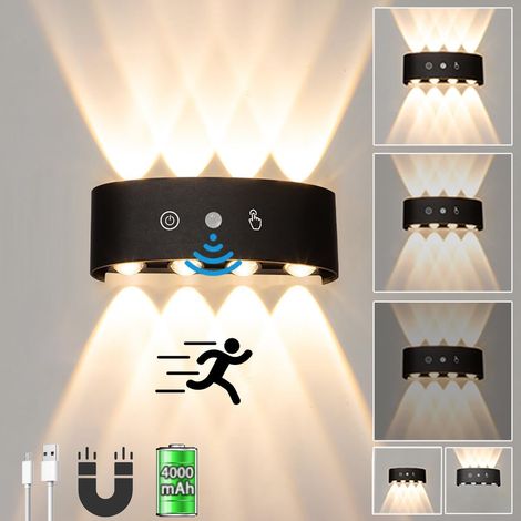 Batterie Rechargeable Applique Murale Avec Detecteur de Mouvement 4000mAh Lampe Murale avec Interrupteur Touch LED Sans fil Installation Magnétique Intérieur Applique Murale pour Chambre Salon Couloir (1/5)
