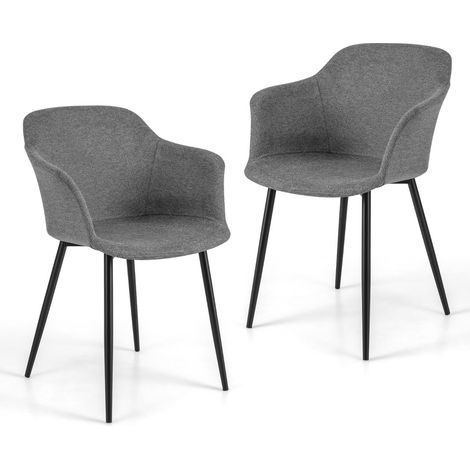 Lot de 2 chaises de salle à manger scandinaves 60 x 53 x 82,5 cm assise ergonomique design moderne en lin gris