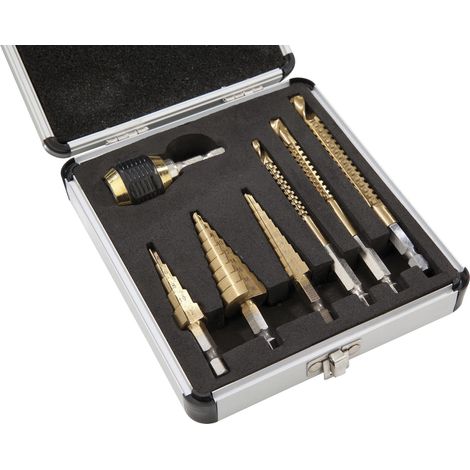 Titanium step and milling drill set 7-piece (1/4)
