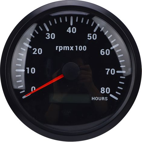 Tachymètre 110mm 4-3/8 pouces rétro-éclairage 7 couleurs DC 9-32V 8000 tr/min jauge avec compteur horaire pour voiture Yacht RV bateau camion cadran noir lunette CXA011B (1/5)