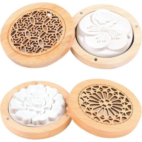 2 Pièces Diffuseur D'huiles Essentielles en Bois avec Pierre de Diffusion Huile Essentielle pour Salon Salle de Bains Voiture Bureau Armoire à Chaussures (Style 1) (1/5)