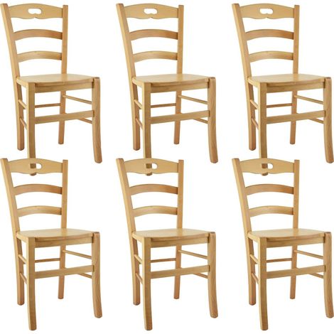 SUZY - Lot de 6 Chaises Naturelles et Assises en Bois (1/2)