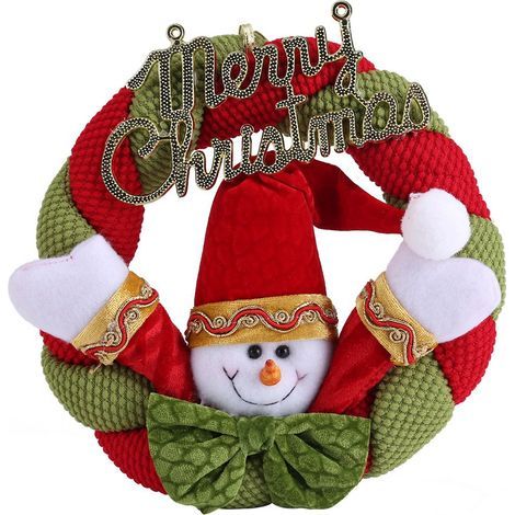 Weihnachtskranz aus Stoff mit Schneemannmotiv für Tür und Fenster, festliche Eingangsdekoration, 1 Stück (1/5)