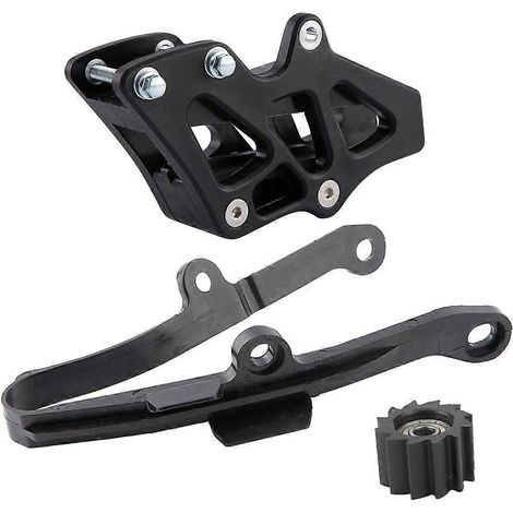 Un kit de chaîne en plastique pour moto en 3 pièces, compatible avec les modèles KX250F, KX450F et KLX450R, doté de dents de fourche plates et de galets de guidage rembourrés en caoutchouc. (1/5)
