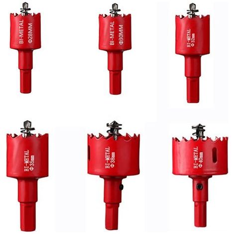 En acier haute vitesse Scie-cloche bi-métal HSS avec tige pour bois et métal,ercer des panneaux,du plastique,(28MM+30MM+32MM+35MM+38MM+40MM) (1/5)