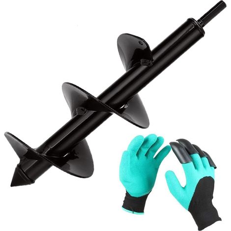 Auger for Garden Drill Diameter 100 mm + Gloves, Garden Auger for Electric Drill, Practical Planting Tool for Flower Planting Trees Shrubs (1/5)