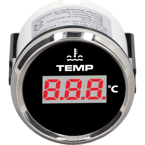 Thermomètre numérique 52 mm 0-120 °C, étanche IP67, rétroéclairage rouge, pour voiture, camping-car, camion, bateau (1/5)