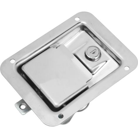 Serrure à encastrer Inox 304 866-1S Polie Miroir 140x108mm avec 2 Clés pour Camping-Car Remorque Coffre (1/4)