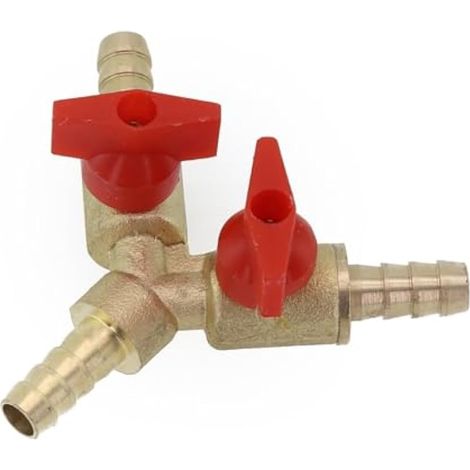 Raccord de tuyau à 3 voies, raccord de robinet à boisseau sphérique 3 voies d'intersection, cannelure de tuyau en laiton fendu pour eau, huile, gaz et arrosage du jardin (8 mm) (1/5)