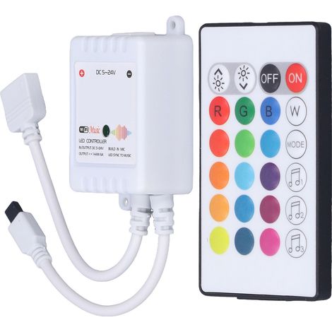 Contrôleur WiFi RGB graffiti 24 touches, à écran musical dynamique, pour bande LED 24V, avec télécommande intégrée, 4 voies. (1/5)