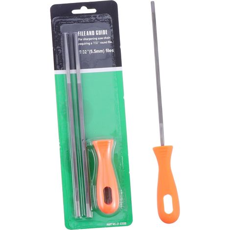 Kit de Lime Ronde pour Tronçonneuse en Acier Poignée Plastique, Outil D'affûtage pour Travail du Bois et Métal, Usinage Grossier et Chanfreinage, 1 Set DIY (1/5)