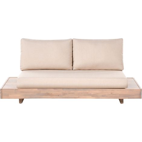 Garden Sofa Beige Certified Acacia Outdoor 2 Seater with Cushions Modern Mediterranean Design MARETTIMO (1/5)