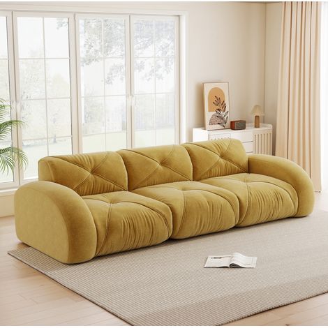 Sofá modular de chenilla amarillo OKMYHOME (1/5)