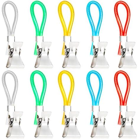 10Pcs Pince Serviette,Crochet Torchon,Attache Torchon Cuisine,Clips Torchon Multicolores, Métal Clips de Cuisine Suspendus, pour Cuisine, Armoires et aux Salles de Bains (5 Couleurs) (1/4)