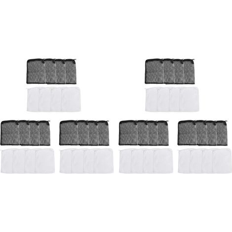 Adecuado para paquetes de 48 bolsas de filtro para acuario, bolsas de filtro de malla, bolsas de malla reutilizables, apto para carbón activado granular y biobolas, blanco y negro.
