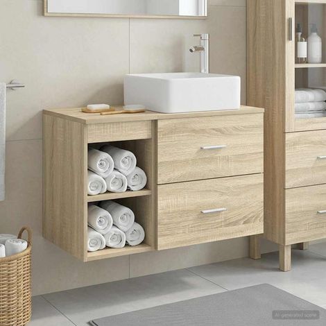 vidaXL Set di mobili per il bagno 2 pcs Rovere Sonoma