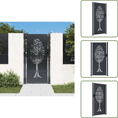 Cancello con serratura - vidaXL Cancello da giardino antracite 100x200 cm in acciaio con design ad albero - Cancello da esterno